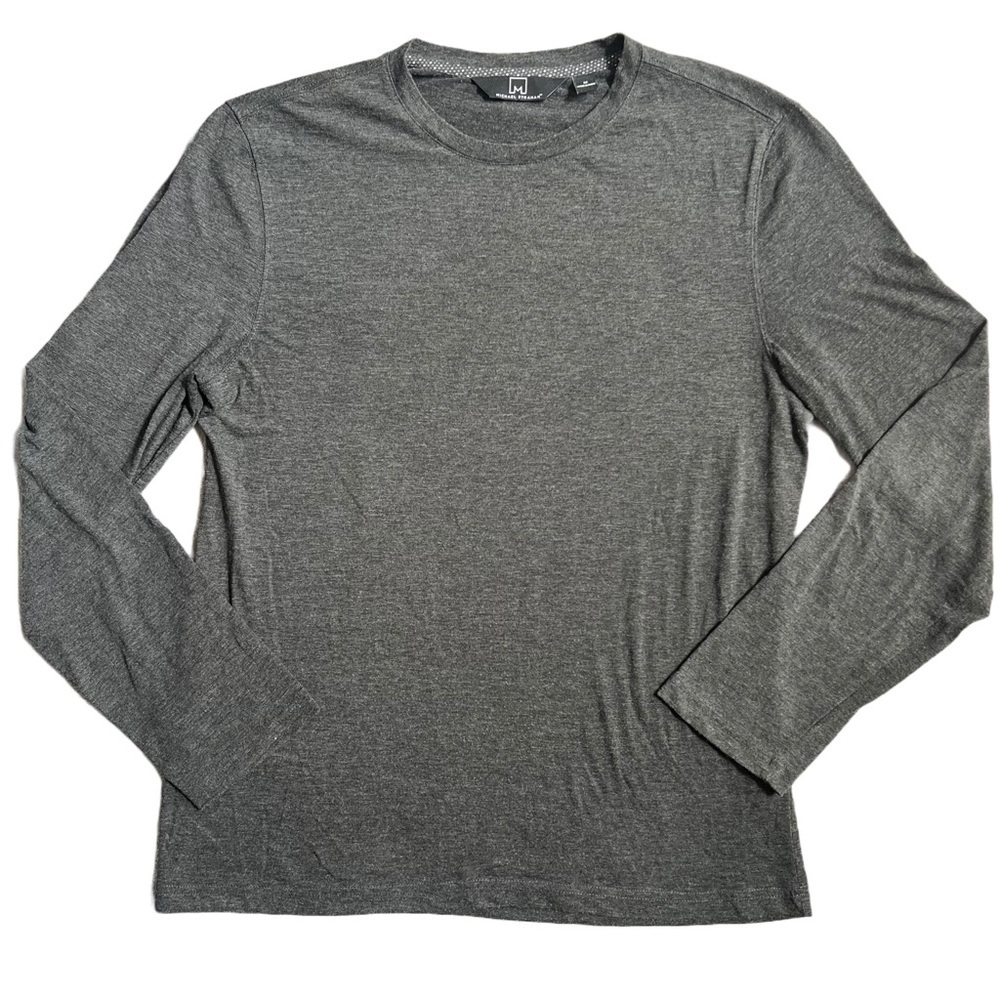 GRAY MICHAEL STRAHAN LONG SLEEVE CREWNECK TSHIRT SIZE MEDIUM